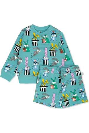 Stella McCartney Set felpa e shorts con stampa grafica