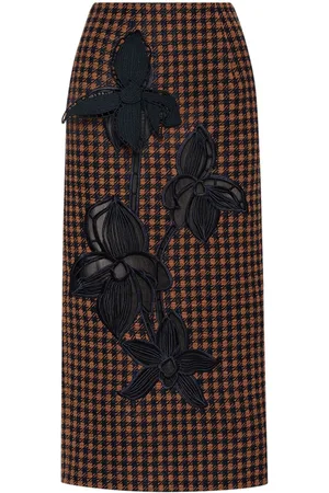 Oscar de la Renta Gonna a matita Orchid con ricamo