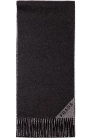 Prada Sciarpa in cashmere con frange e logo