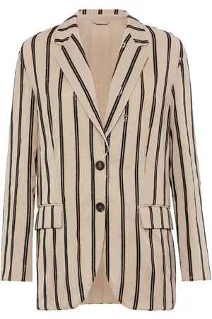Brunello Cucinelli Blazer a righe con paillettes