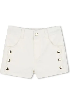 Chloé Shorts denim con bordo a smerlo