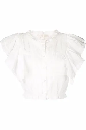 LOVESHACKFANCY Camicia corta con ruches