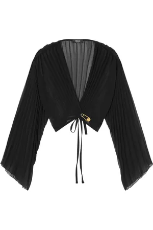 VERSACE Top plissettato con spilla da balia