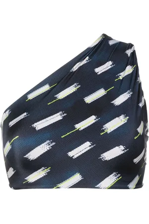 Lenny Niemeyer Top bikini monospalla con stampa astratta