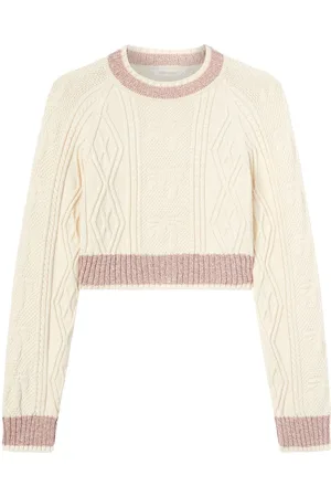 Palm Angels Maglione a maglia intrecciata con logo curvo