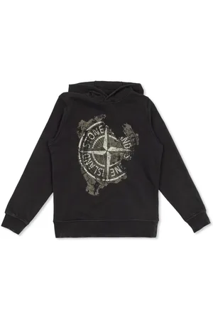 Stone Island Felpa con stampa Compass e cappuccio