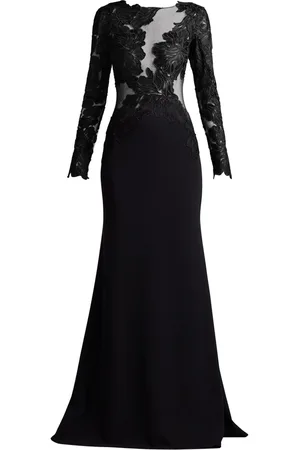 Tadashi Shoji Abito da sera con inserti semi trasparenti