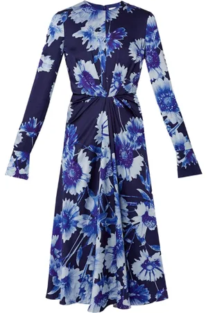 Erdem Abito midi a maniche lunghe con drappeggio