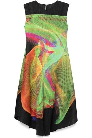 PLEATS PLEASE ISSEY MIYAKE Abito midi con stampa astratta