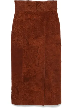Alexander McQueen Gonna midi in pelle scamosciata