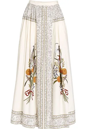 Giambattista Valli Gonna in popeline con stampa Marigold Bouquets