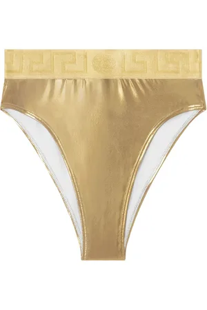 VERSACE Slip bikini Greca Border con finitura metallizzata