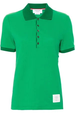 Thom Browne Polo a righe con applicazione logo
