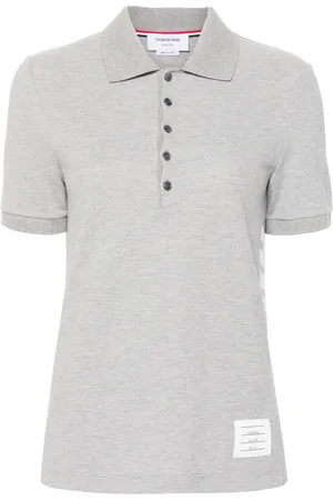 Thom Browne Polo a righe con applicazione logo
