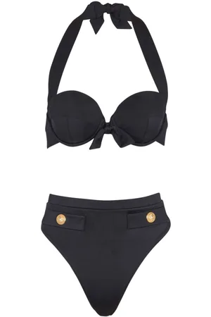 Balmain Bikini con abbottonatura goffrata