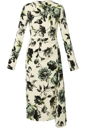Erdem Abito midi a maniche lunghe con drappeggio