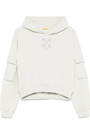 OFF-WHITE Felpa cargo crop con cappuccio