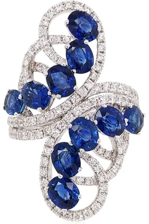 HYT Jewelry Anello in oro bianco 18kt con zaffiri e diamanti