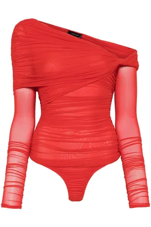 MUGLER Body con ruches e spalle scoperte