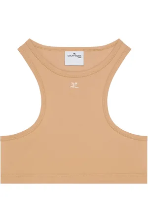 Courrèges Top crop con scollo olimpionico