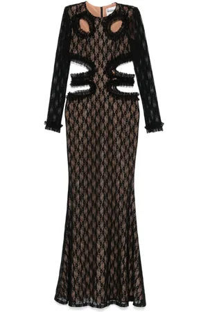 Self-Portrait Abito lungo in pizzo con dettaglio cut-out x Christopher Kane