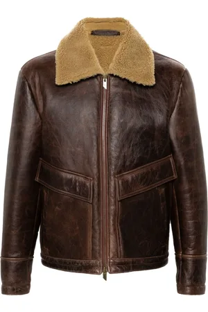 SALVATORE SANTORO Giacca in pelle con collo in shearling