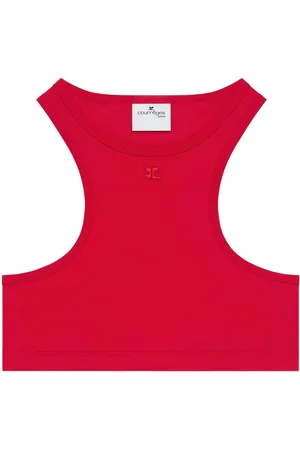 Courrèges Top crop con scollo olimpionico