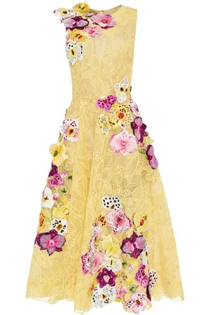 Oscar de la Renta Abito Orchid con ricamo