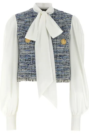 Balmain Blusa con inserti in tweed