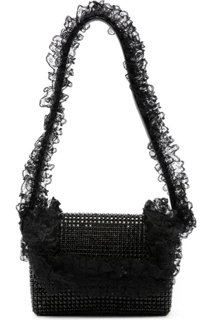 Self-Portrait Borsa a spalla con cristalli e dettaglio in pizzo