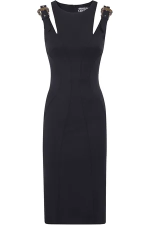VERSACE Abito midi con fibbia logo