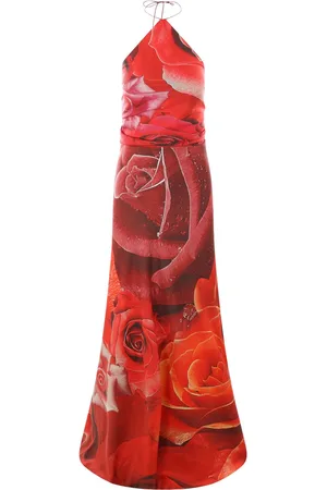 Roberto Cavalli Abito lungo con stampa Garden Rose