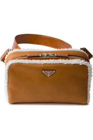 Prada Borsa a spalla con finiture in shearling