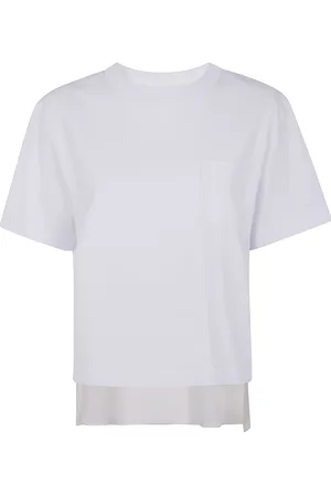 SACAI T-shirt in cotone con lavorazione in jersey