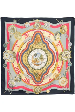 Hermès Foulard in seta La Ronde Des Heures by L. Dubigeon 1989
