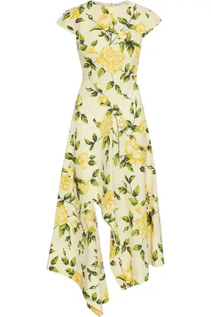 Oscar de la Renta Abito midi asimmetrico con stampa