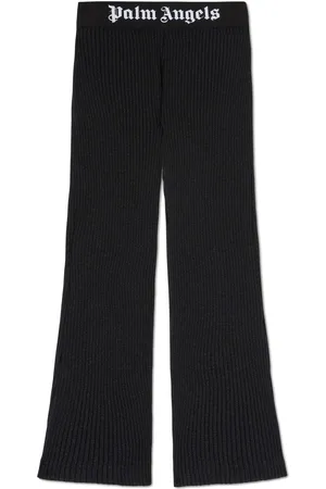 Palm Angels Pantaloni svasati lamé con banda logo