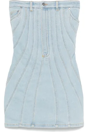 MUGLER Abito corto denim senza spalline