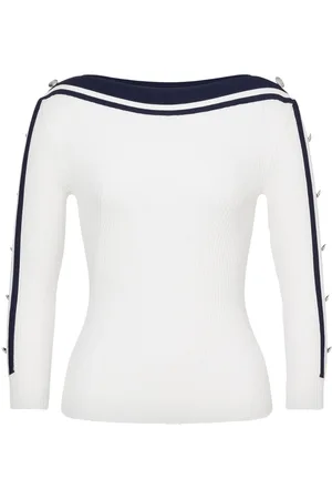 Alberta Ferretti Maglione con dettaglio a righe