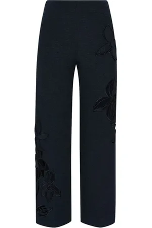 Oscar de la Renta Pantaloni Orchid con ricamo