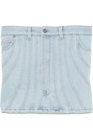 MUGLER Top denim con cuciture
