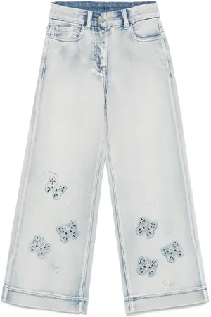 MONNALISA Jeans con ricamo farfalla