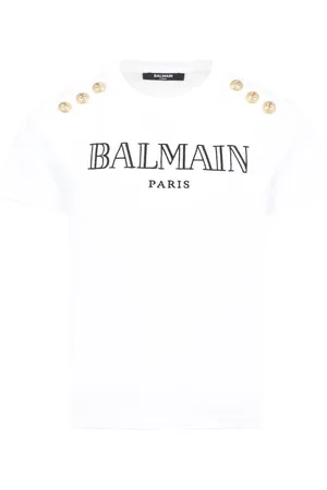 Balmain T-shirt in cotone biologico con ricamo