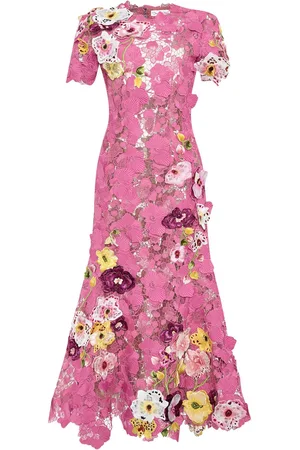 Oscar de la Renta Abito da sera Orchid con ricamo