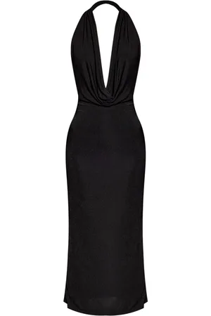 MISBHV Abito midi con collo drappeggiato
