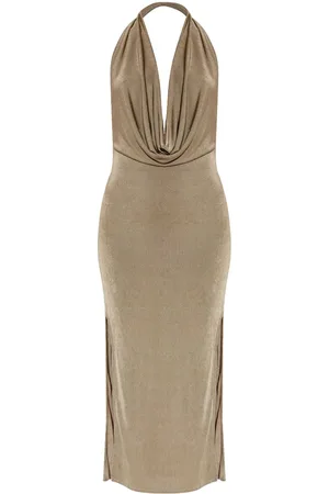 MISBHV Abito midi con collo drappeggiato