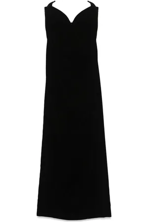 MUGLER Abito lungo in velluto senza spalline
