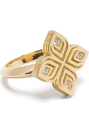 Roberto Coin Anello Arabesque Flower in giallo 18kt con diamanti