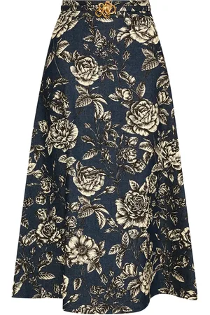 Oscar de la Renta Gonna denim con stampa