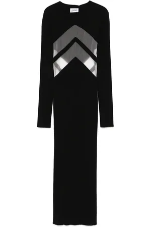Jean Paul Gaultier Abito midi con inserti semi trasparenti